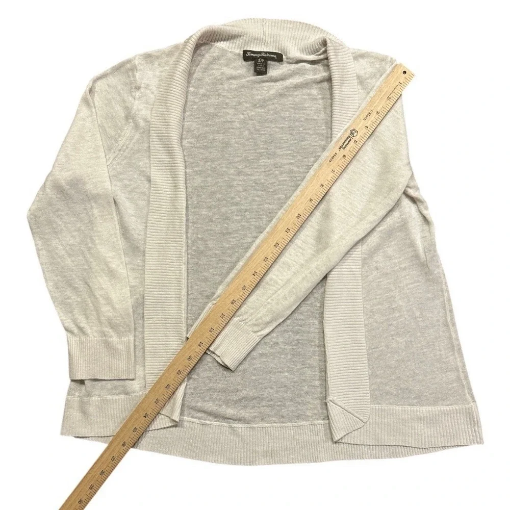 Tommy Bahama Size Small Ivory/ Off White Lea Open 100% Linen Cardigan Open Front - Picture 8 of 8